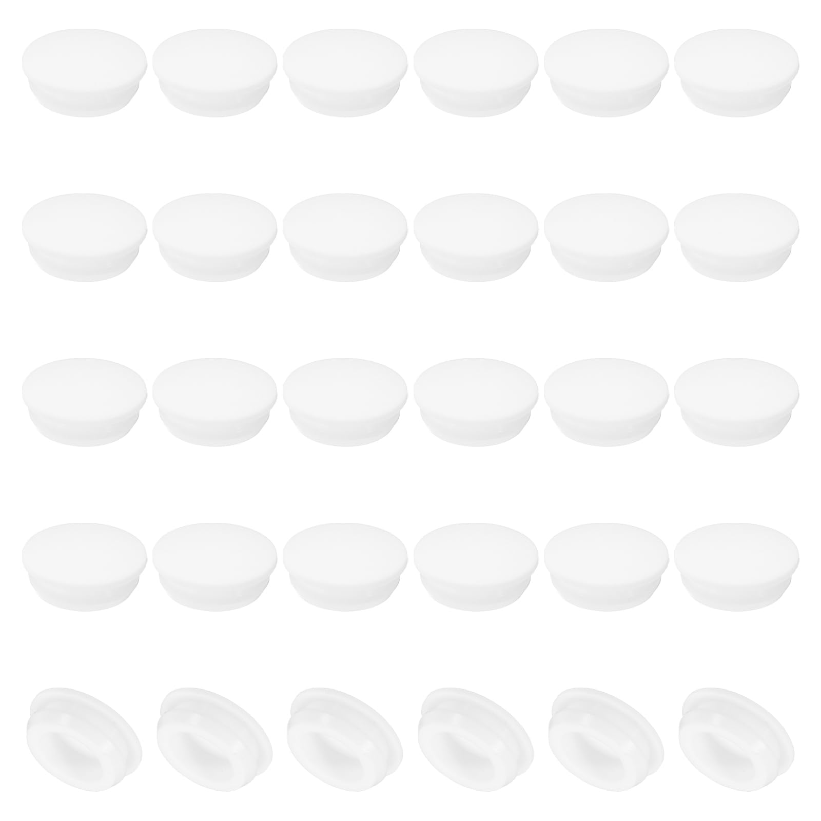 PATIKIL 15mm Diameter Silicone Round Snap, 30 Pcs in Type Locking Furniture Hole Plug Button Protective Cover Cap Head Fit for 2.5-15mm Hole for Seal Bulkhead Cylinder Hole, White
