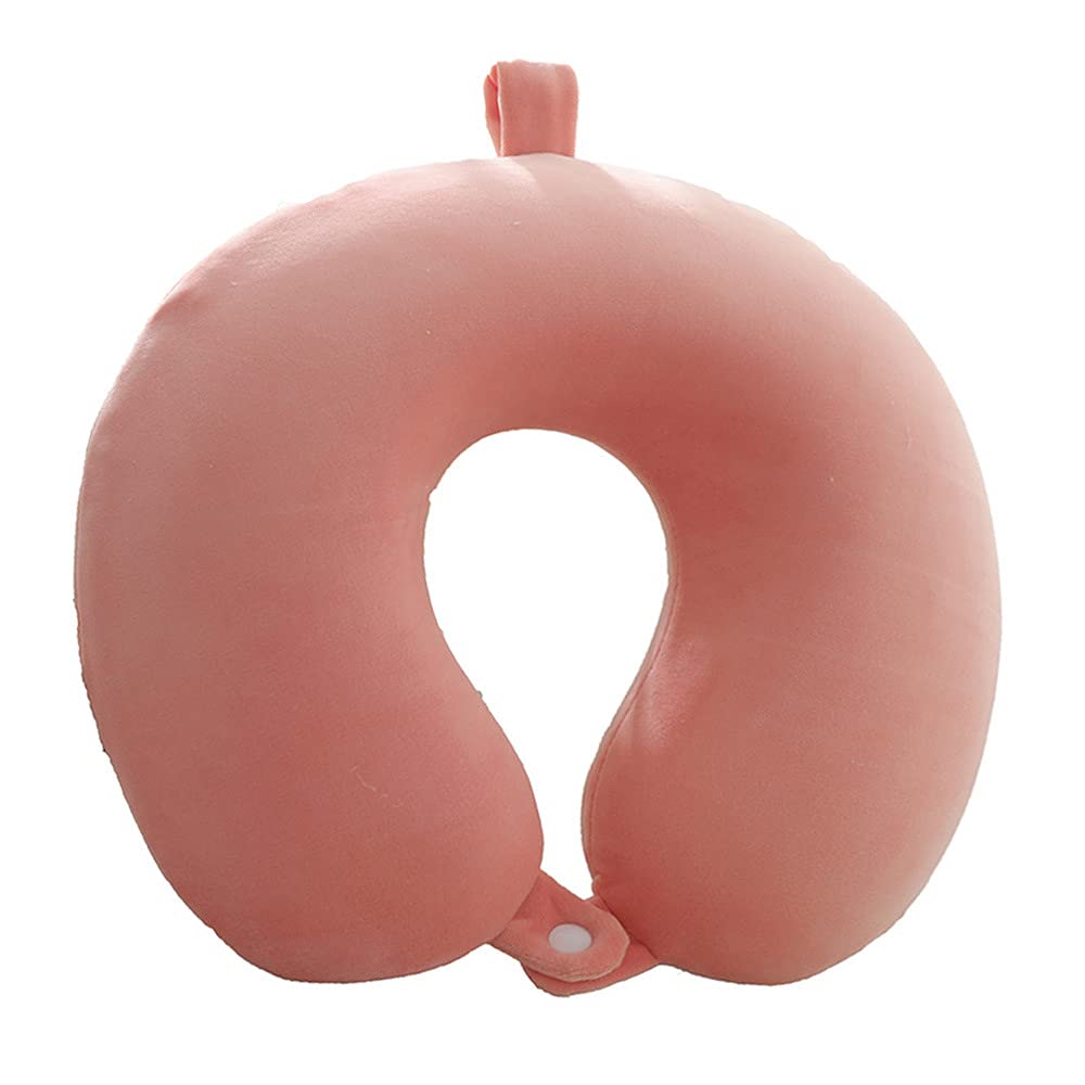 GDEOUP Travel Pillow - Memory Foam Neck Pillow Support Pillow,Luxury Compact & Lightweight Quick Pack for Camping,Sleeping Rest Cushion (Pink)
