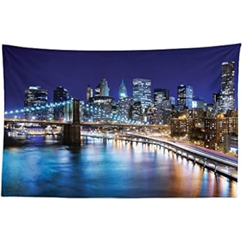 Lunarable Cities of States Tapestry, Downtown New York Skyline Business District Financial Capital of The World, Fabric Wall Hanging Decor for Bedroom Living Room Dorm, 45