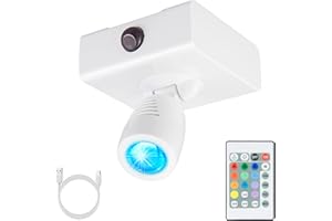 BIGMONAT Wireless LED Spotlight Battery Operated, Rechargeable Accent Light with Remote and Timer, Dimmable Color Changing Display Lamp for Up Lighting Tree Plant Picture Dartboard Art Painting