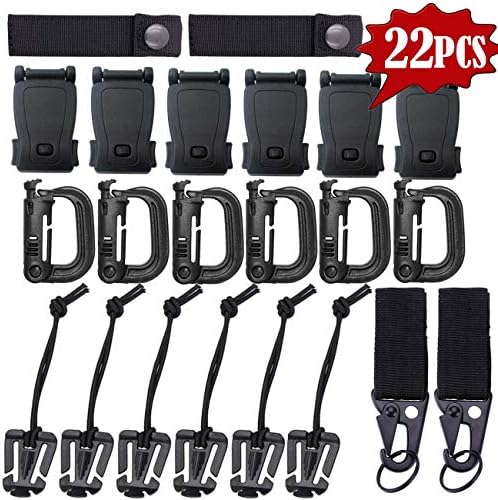 TraGoods Tactical Molle Attachments Kit, Molle Webbing Key Ring, D-Ring Clips, Tactical Gear Military Tube Clip, Tactical D-Ring Locking Hanging Hook