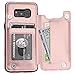 Vaburs S8 Case Wallet with Card Holder, Premium PU Leather Double Magnetic Buttons Flip Shockproof Protective Cover for Samsung Galaxy S8(Rose Gold)
