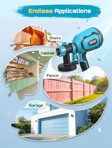 SEESII Paint Sprayer,700W HVLP Paint Gun with 5 Paint Bags, 4 Nozzles and 3 Patterns, Easy Clean & Adjustable Flow, Paint Sprayer for House Painting