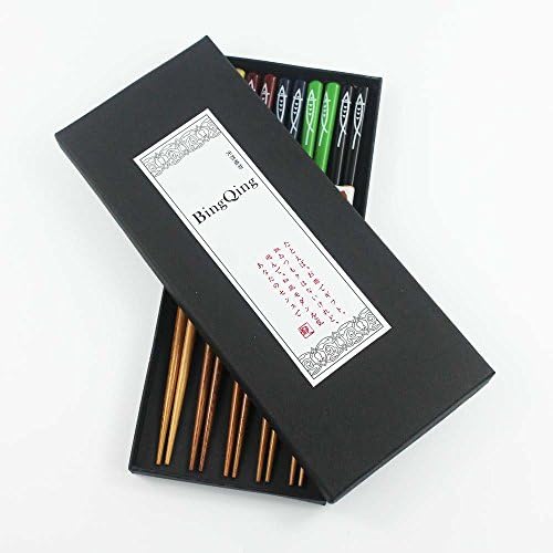 BingQing Five Pairs chopsticks natural logs of wood chopsticks paint chopsticks tableware chopsticks