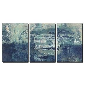 3 Piece Canvas Wall Art - Art Abstract Acrylic Background in White and Blue Colors - Modern Home Art Stretched and Framed Ready to Hang - 16"x24"x3 Panels