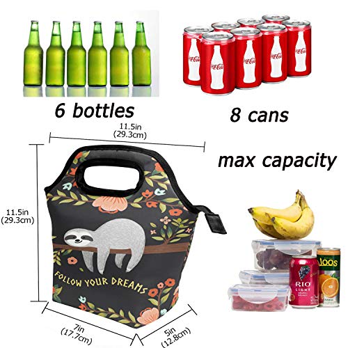 Wamika Kids Lunch Bag Funny Sloth On Tree Cute Animal Insulated Cooler Thermal Reusable Lunch Bag Bo - //coolthings.us