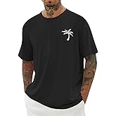 iudam Mens Short Sleeve T-Shirt Graphic Loose Fit Tee Crew Neck Palm Tree Summer Shirts