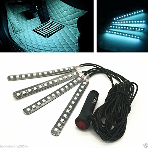 Car LED Strip Light, EJ's SUPER CAR 4pcs 36 LED Car Interior Lights Under Dash Lighting Waterproof Kit,Atmosphere Neon Lights Strip for Car,DC 12V(Ice Blue)… - Thumbnail 3