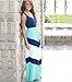 Shangke Womens Zig Zag Scoop Neck Wave Striped Tank Maxi Long Dress (S, 3-blue)
