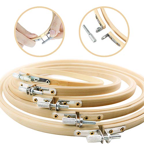 Similane 5 Pieces Embroidery Hoops Bamboo Circle Cross Stitch Hoop Ring 5 inch to 10 inch for Embroidery and Cross Stitch - Thumbnail 2