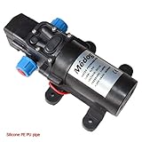 Medog Water Pump Diaphragm Pressure Pump DC12v 60W 5LPM 1.35GPM 116 PSI Pump Head 165foot Caravan/RV/Boat/Marine/ Agricultural Spraying Port (Silicone PE PU Pipe)