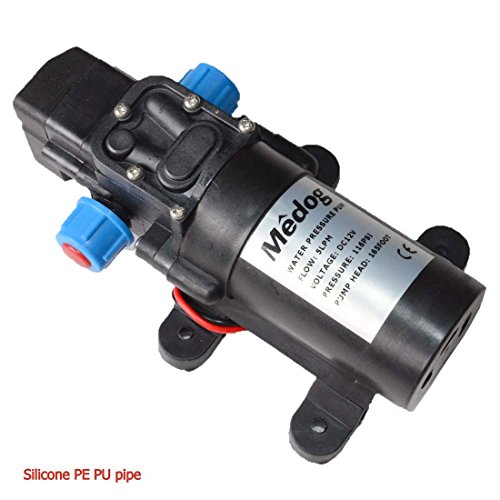 Medog Water Pump Diaphragm Pressure Pump DC12v 60W 5LPM 1.35GPM 116 PSI Pump Head 165foot Caravan/RV/Boat/Marine/ Agricultural Spraying Port (Silicone PE PU Pipe)