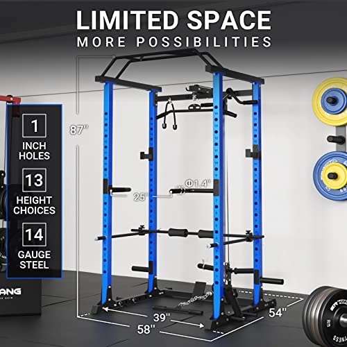 ER KANG Power Cage, 1200LBS Power Rack with LAT Pulldown, Multi