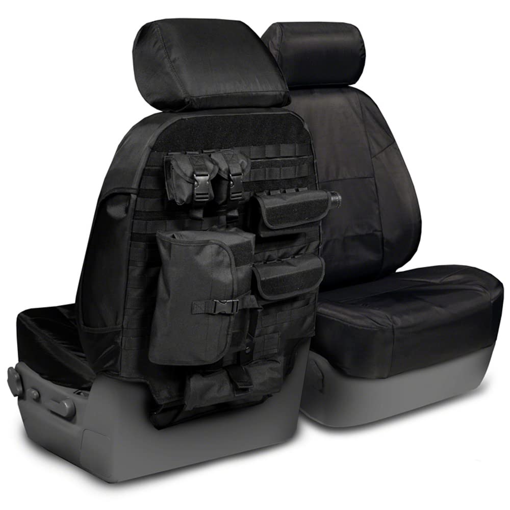 Photo 1 of Coverking Custom Fit Seat Cover Designed for Select Ford Models: 1 Row, 2 Backing, 6 Pouches, Tactical Ballistic Fabric, Black