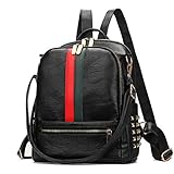Mynos Fashion Luxury Designer Women Small Backpack Bag Teenager School Backpack (Red and green)