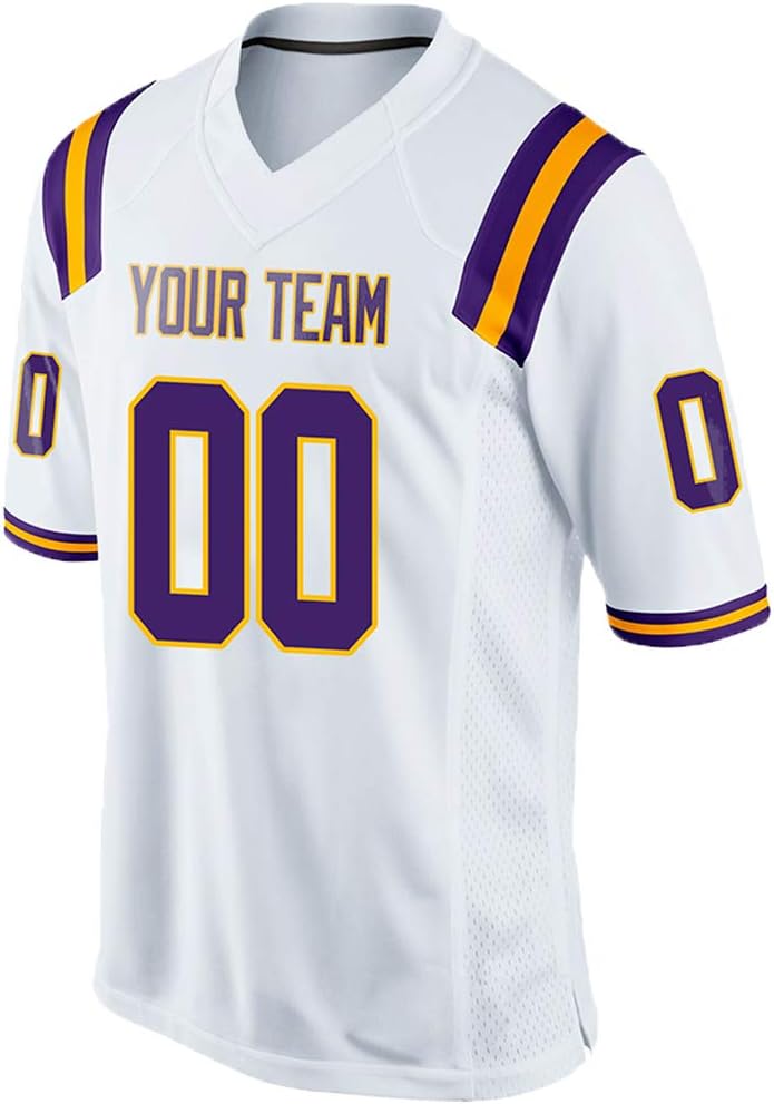 Custom White Adult Mesh Replica Football Game Jersey Embroidered Team Name and Your Numbers