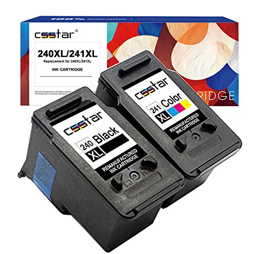 CSSTAR Remanufactured Ink Cartridge Replacement for Canon PG-240XL CL-241XL (Black & Color, 2-Pack)