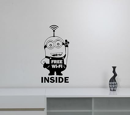 Free Wifi Inside Sign Vinyl Sticker Minion Decal Logo Design