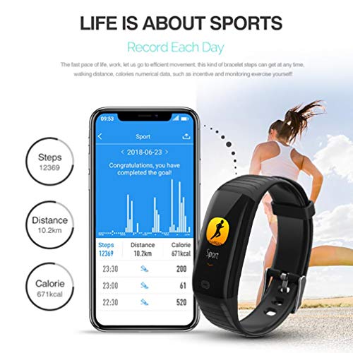 Insaneness Sports Heart Rate/Sleep Monitor Fitness Tracker Smart Watch Wrist Band Bracelet Watch Bracelet Link Ring (A)
