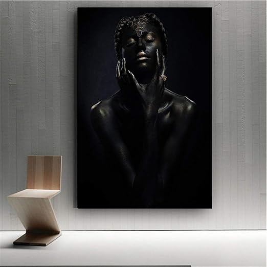 Mxsnow Contemplador Desnudo Negro Arte Africano Mujer Lienzo Pintura