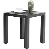 Outdoor Side Table for Patio End Table Outside Aluminum Square End Table | Small Patio Coffee Bistro Table,Dark Grey