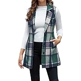 IDEALSANXUN Plaid Vest for Women Fall Winter Sleeveless Blazer Jackets