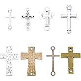 PH PandaHall 32pcs Cross Connector Charms, 8 Style Links Cross Connector Charm for Easter Eid Mubarak Ramadan Decoration Necklace Earring Bracelet Jewelry Making