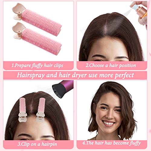 Volumizing Hair Clips, Root Clips for Hair Volume, Instant Hair Volumizing Clips for Women (Pink-black) 4PCS