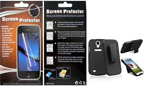 Samsung©GALAXY S4 i9500 BLACK RUBBERIZED COVER BELT CLIP HOLSTER CASE + SCREEN PROTECTOR from [ACCESSORY ARENA]