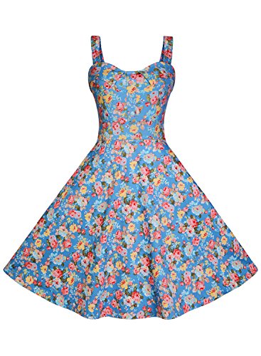 Miusol Women's Casual Low Cut Flare Floral Vintage Retro Summer Dress