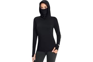 BASSDASH Women’s UPF 50+ Sun Protection Hoodie with Face Mask Neck Gaiter Breathable Long Sleeve Shirt for Hiking Fishing