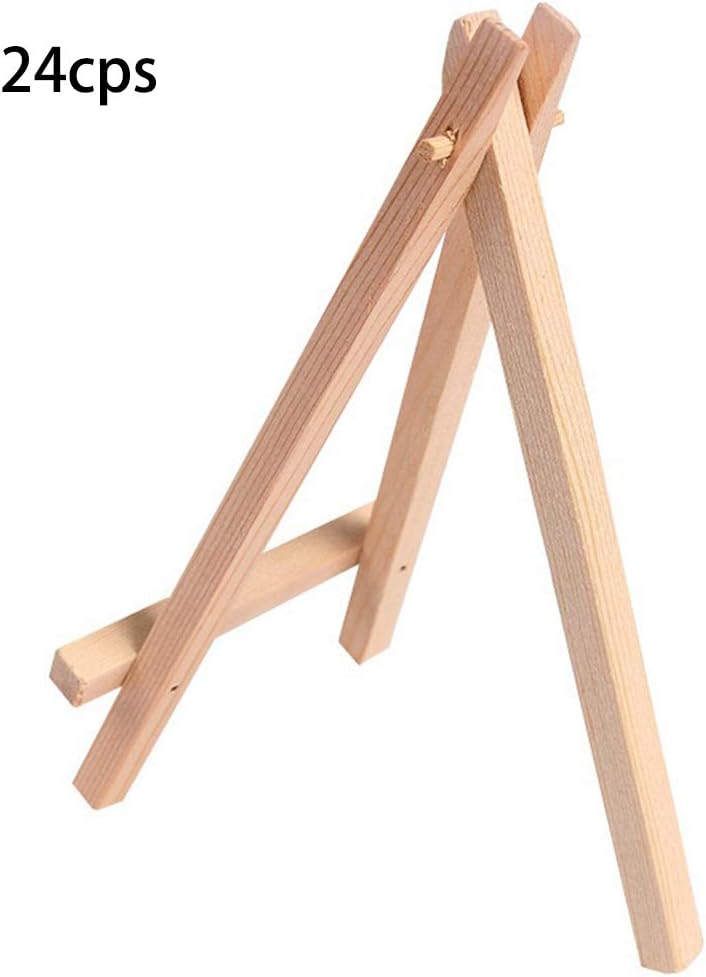 24pcs Mini Wooden Artist Easel Triangle Wedding Table Stand Display Holder - 15 X 8 cm