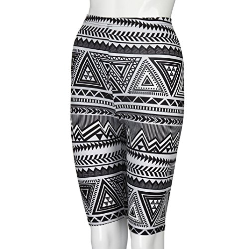 Kshion Womens Print High Waist Sport Pants Soft Brushed Active Stretch Yoga Bike Knee Length Pants (Grey, M)