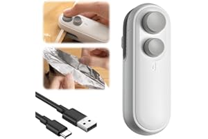 GENERIC Mini Bag Sealer, 2025 Upgraded 2 in 1 Mini Bag Sealer with Cutter and Magnet, Rechargeable Mini Bags Sealer Portable Resealer Machine for Snack Plastic Bags Food Storage Travel (1, White)