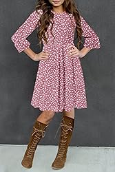 HOSIKA Girls Long Sleeve Dress Vintage Floral