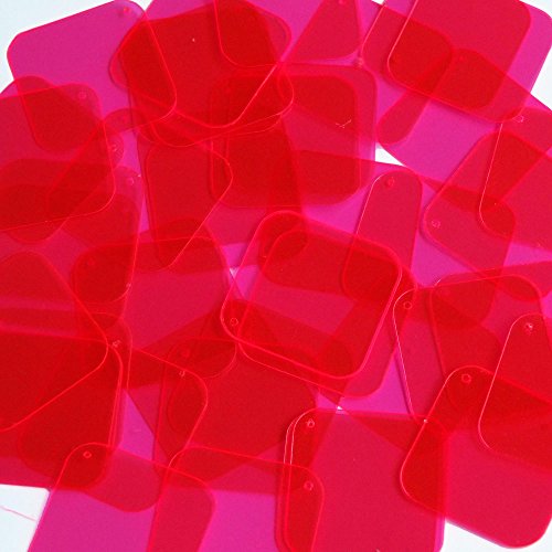 Sequin Square Diamond 1.5 inch Magenta Pink Transparent See Thru Couture Loose Paillettes. Made in USA.
