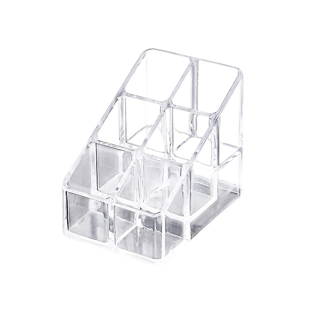 MAGICLULU Transparent Acrylic Makeup Storage Box 6 Slot Lipstick Organizer Holder for Lip Gloss Nail Polish Desktop Display Cosmetic Organizer 3.35X2.76X2.28In