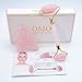 OMO New 100% Natural Rose Quartz Jade Roller & Gua Sha Set | Real Jade Roller for Face & Body Massage Therapy Skin Care | Anti Aging Jade Roller| Rejuvenate Facial Skin Massager | Gua Sha Tool