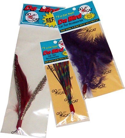 The Da Bird Super Pack (Includes 1 Da Bird Original 36" Single Pole Cat Toy, Feather Refill, Sparkly Attachment, Kitty Puff Attachment & Peacock Feather)