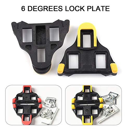 AOLVO Bike Cleats, Compatible with SPD-SL Cleats Covers 6 Degree Float Self-Locking Cycling Pedals Iding Durable Indoor Bicycle Road Bike Bicycle Splint Set