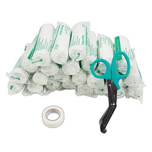 24 Gauze Bandage Rolls with Medical Tape, 4” x 4 Yards Stretched, FDA Approved