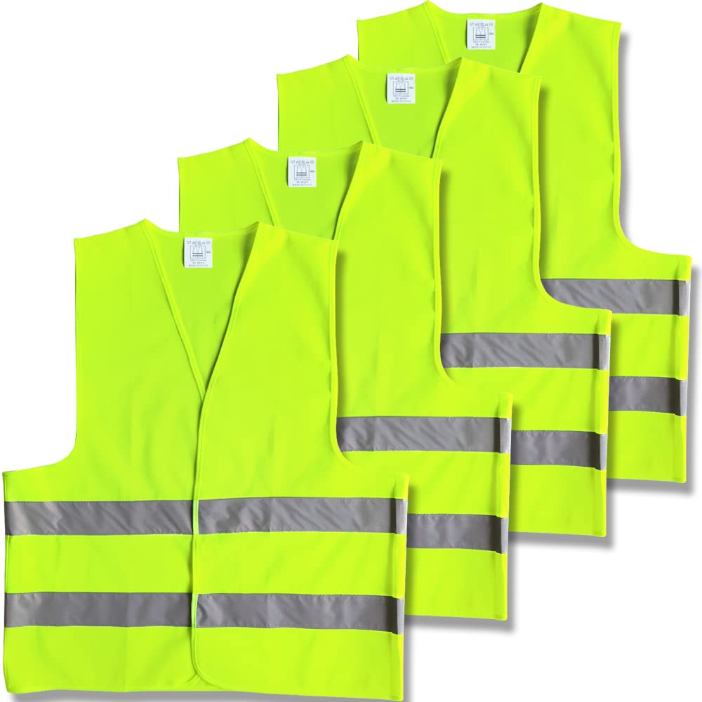 Reflective Safety Vest,4 Pieces Reflective Jackets Waistcoat Fluorescent Safety Vests Night Workwear Reflective Vest,For Safety and Emergencies,For Running,Biking,Walking,Drivers
