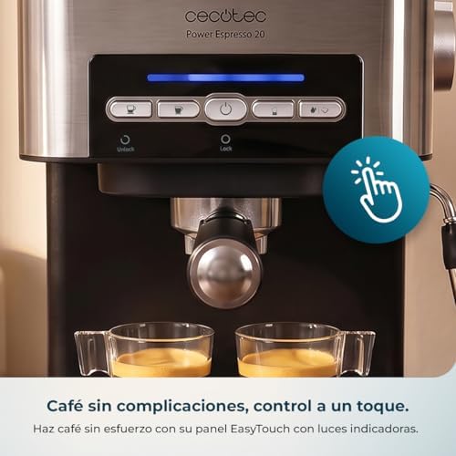 Cafetera Espresso Cafetera Express Power Espresso 20 Matic Elite. 850 W, Presión 20 Bares, Depósito 1,5 Litros, Vaporizador Orientable, Control Digital, Modo Auto, Acero