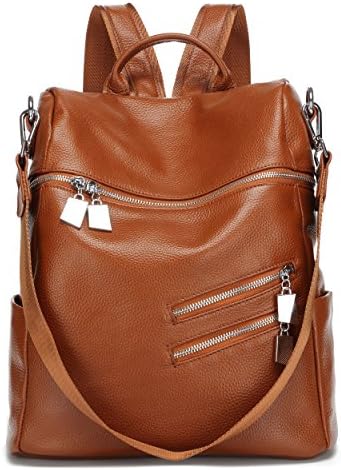 Women's Genuine Leather Antitheft Backpack Casual Shoulder Bag Purse
