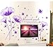 SWORNA Nature Series 3D Romantic Purple Flowers Removable Vinyl DIY Mural Wall Decor Decals for Living Room/Bedroom/Hallway/Sitting Room/Playroom/Kindergarten/Kids Nursery 46” H X 79” W, X-Large