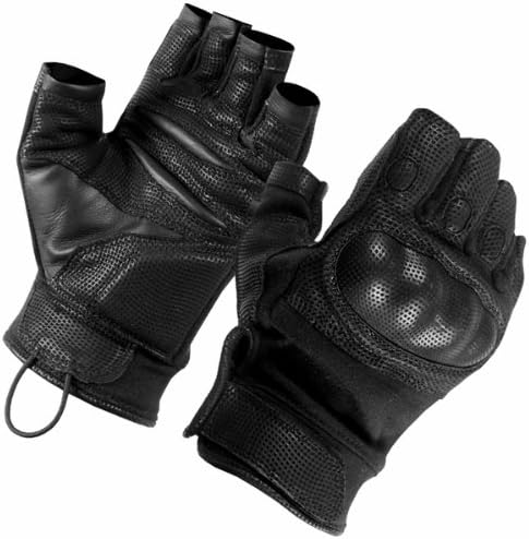 SecPro Superior Service Hard Knuckle Tactical Fingerless Gloves Black Nomex IIIA
