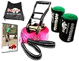 HopOn 50ft Pink Slackline for Fitness or Yoga Workouts