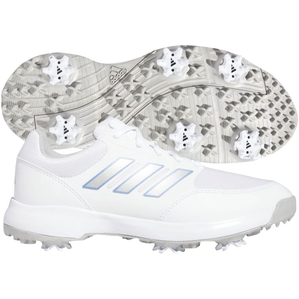 adidas Women's Tech Response 3.0 Golf Shoes, Footwear White/Silver Metallic/Blue Fusion, 8.5 Image