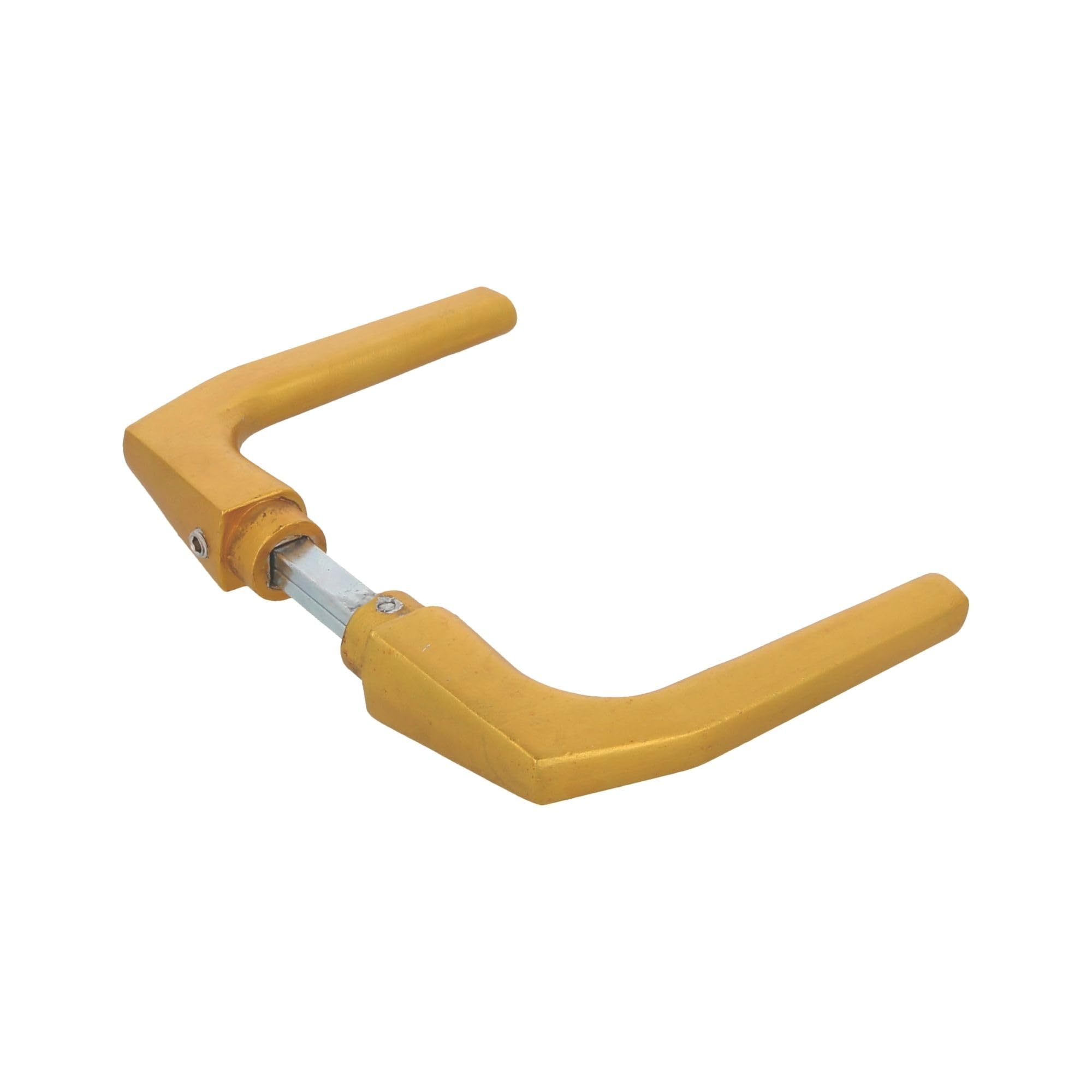 Amig - Set of Door Handles Without Rose in Aluminium, Matte Gold Finish - 104 x 56 mm - Mod. 2114-8 mm Square Spindle - for Doors from 35 to 60 mm
