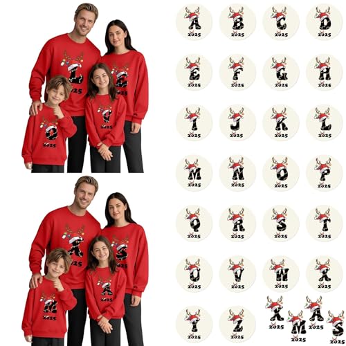 Christmas Jumper Family Set Christmas Jumpers for Women, Men and Kids Family Matching Jumper Fashion Xmas Sweaters Long Sleeve Knitted A-Z Letters Graphic Crewneck Sweatshirts Jumpers for Kids